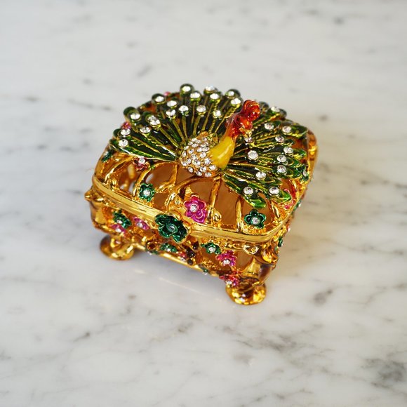 Peacock Trinket Container - Picture 1 of 5